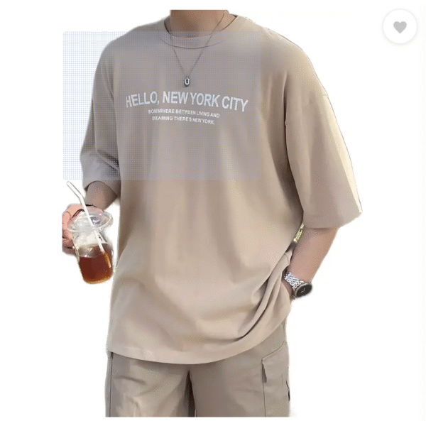 Men Printed Round Neck Cotton Blend Beige T-Shirt